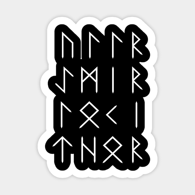 Norse God Runes - Dark Sticker by typelab